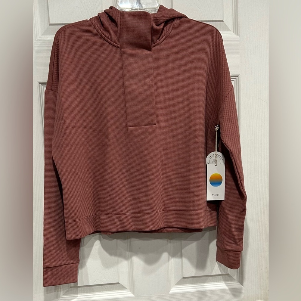 Vuori Women's Small Bayview Thermal Hoodie Rosewood Pink NWT Snap Closure